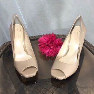 Jessica Simpson nude peep toe heels